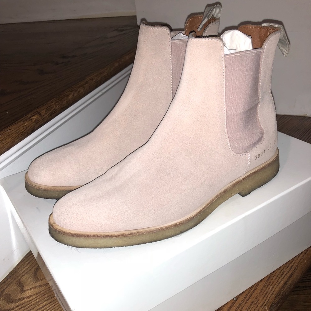Woman by Common Projects Pink Suede Chelsea Boot - Picture 1 of 8